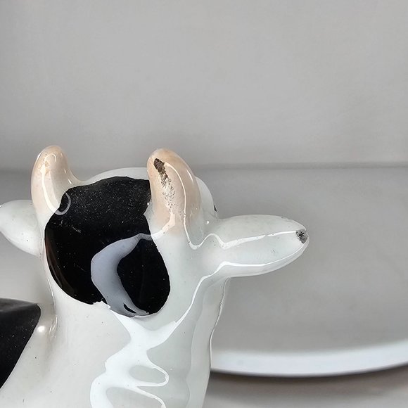 Cow Holstein Dairy Napkin Rings Ceramic Set Of 7 Kitsch Farm *Flaws* - Picture 8 of 9